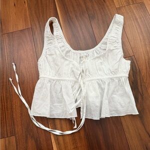 Kitteny White Tank Top Tie Front NWT Size Small